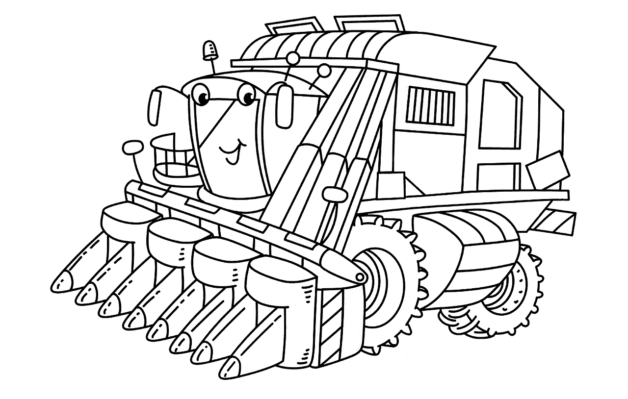 kolorowanka kombajn z buzią