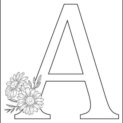 litera A z kwiatem