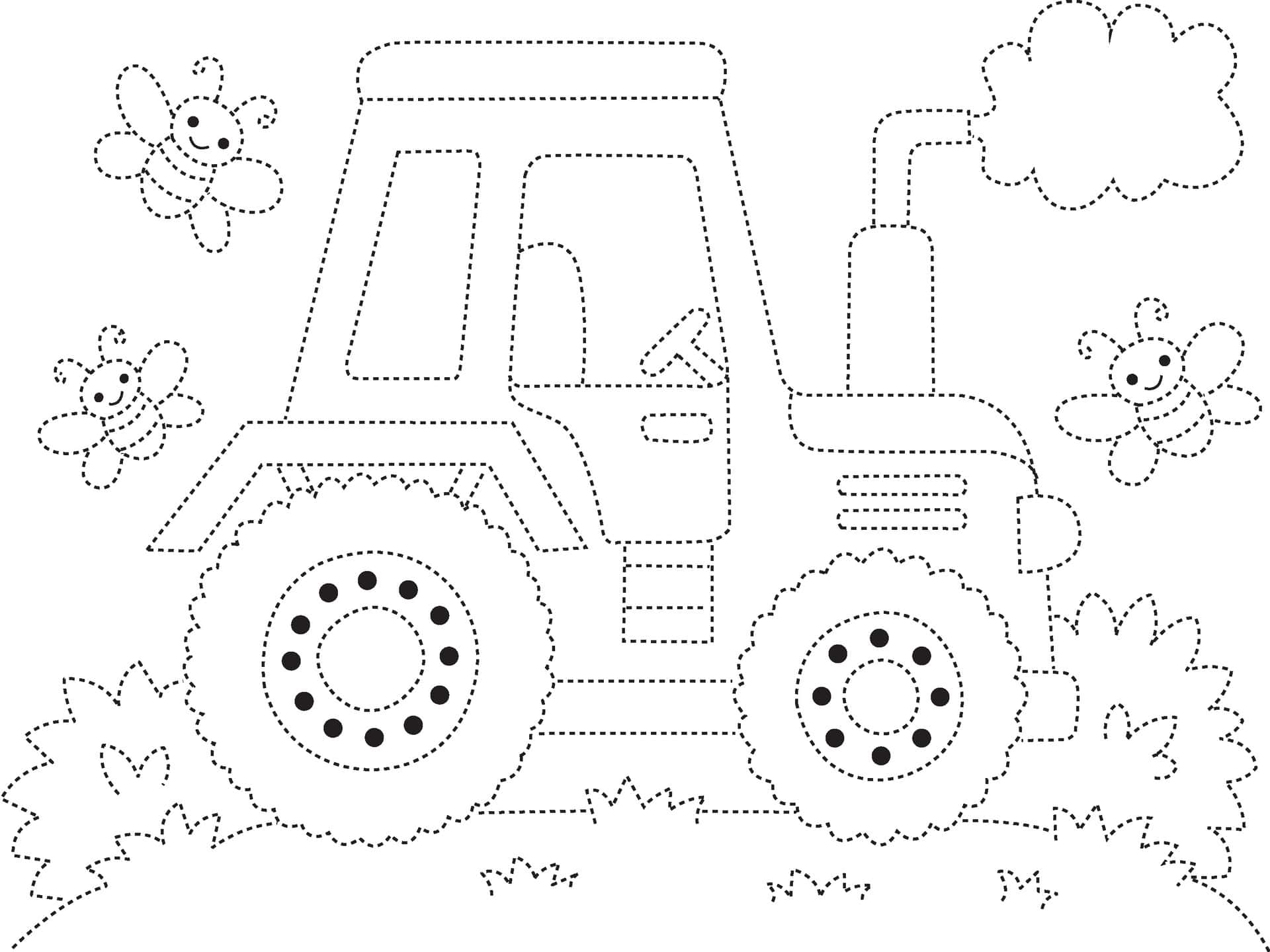 kolorowanka traktor z pszczółkami